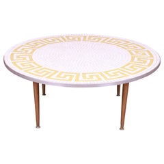 Italian Mid-Century Modern Greek Key Mosaic Tile Cocktail Table, circa 1950s