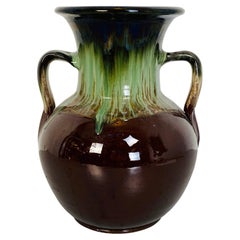 Italian Mid-Century Modern Green and Brown Glazed Ceramic Amphora, 1960s