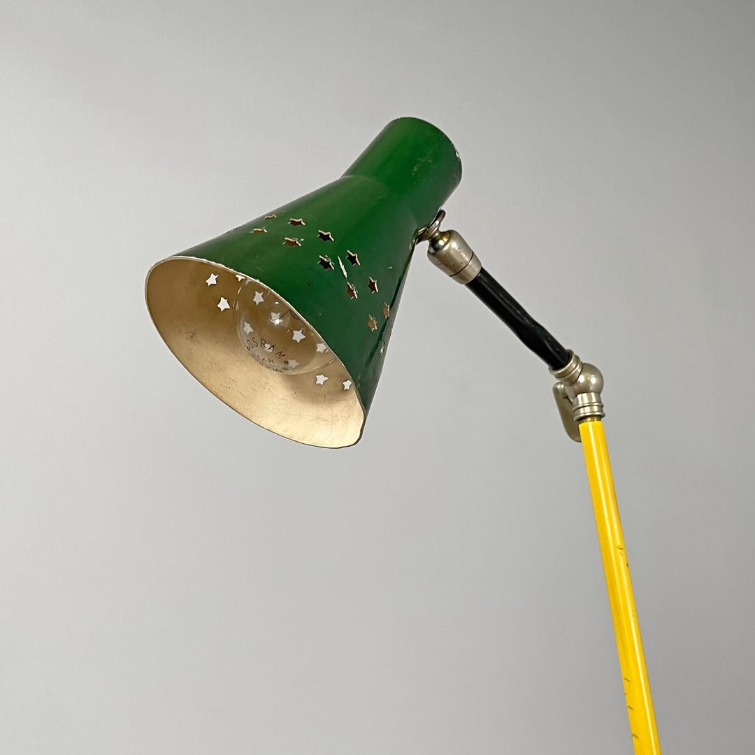Italian mid-century modern green clamp table lamp with star holes , 1950s 5
