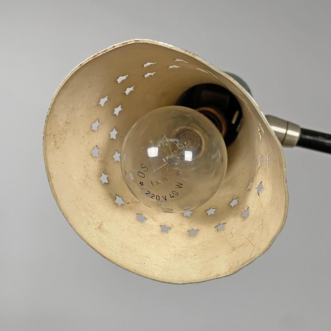 Italian mid-century modern green clamp table lamp with star holes , 1950s 6