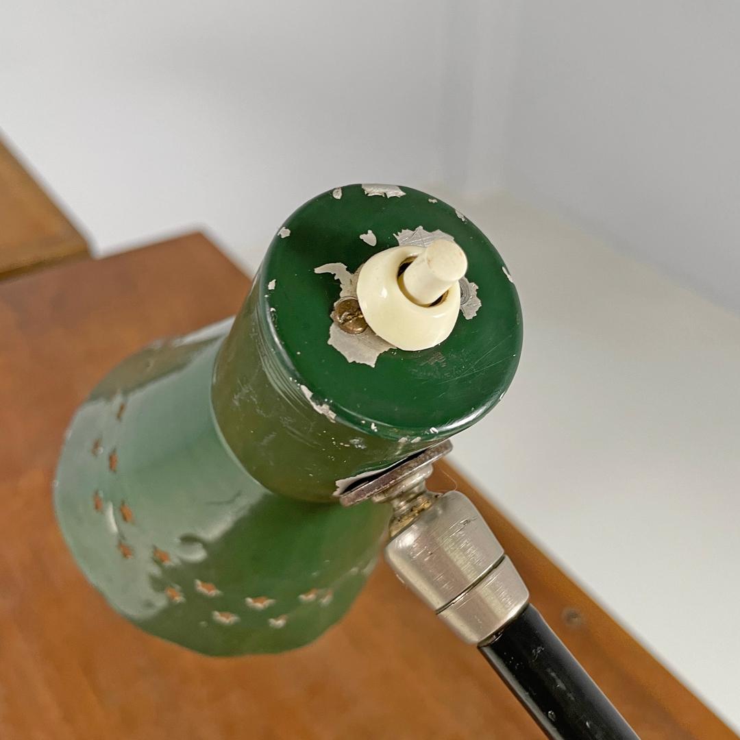 Italian mid-century modern green clamp table lamp with star holes , 1950s 7