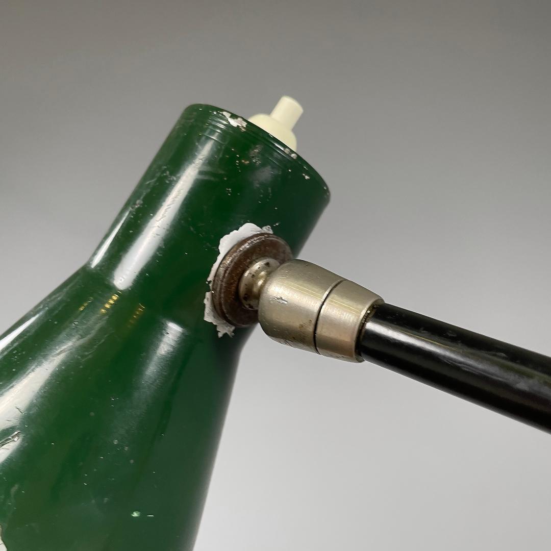 Italian mid-century modern green clamp table lamp with star holes , 1950s 8