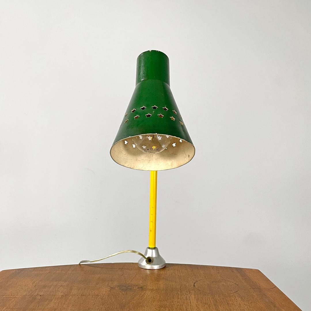 Mid-Century Modern Italian mid-century modern green clamp table lamp with star holes , 1950s
