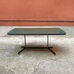 Italian Mid-Century Modern Green Dining Table with Metal Leg, 1960s