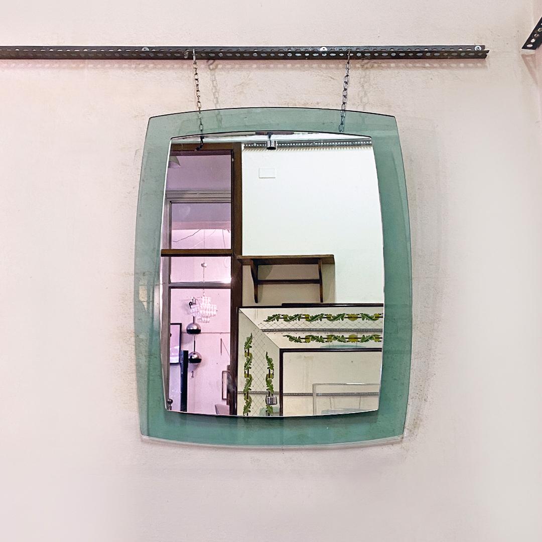 Mid-20th Century Italian Mid-Century Modern Green Irregular Mirror with Chromed Details, 1970s