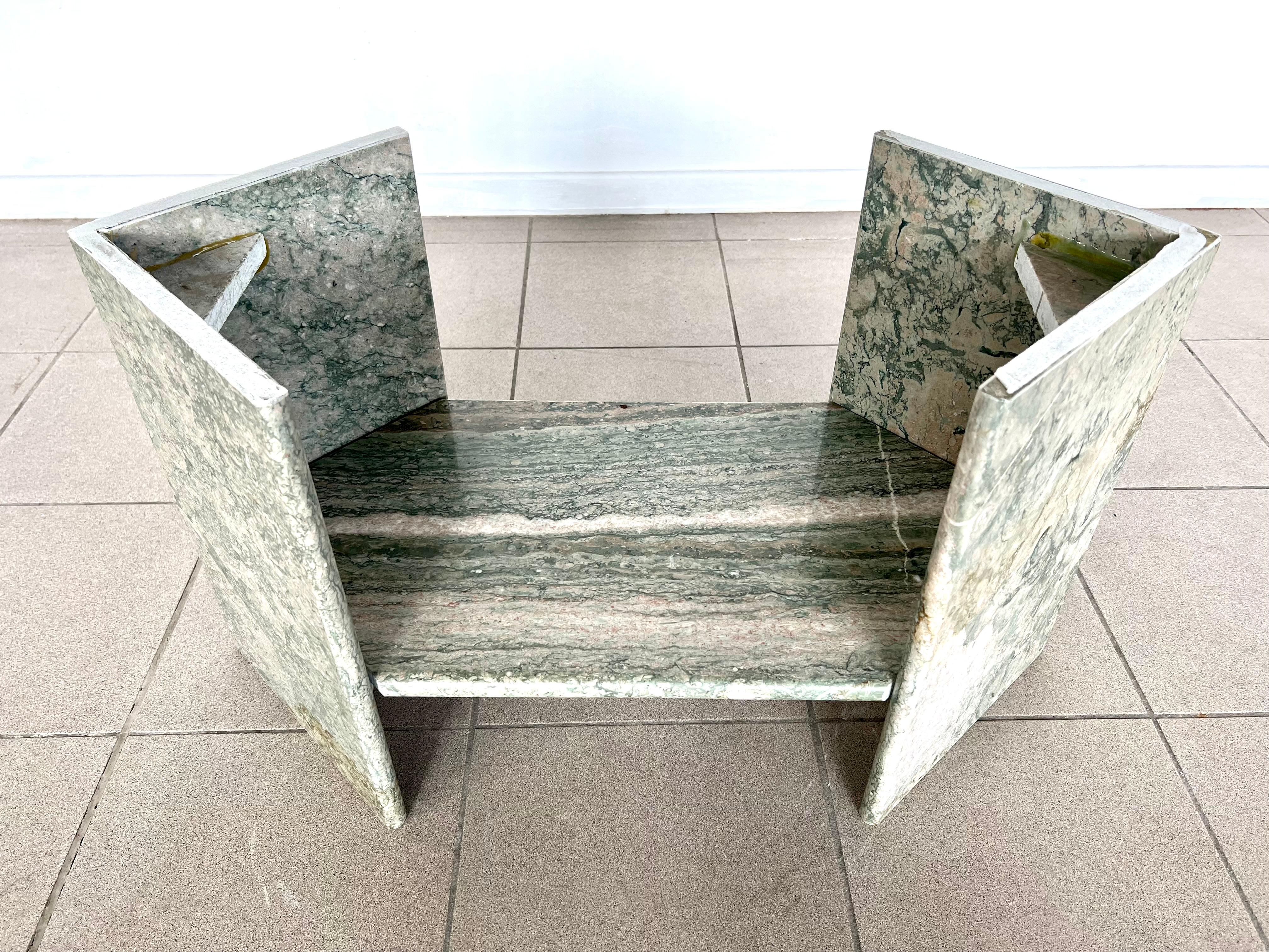 Italian Mid-Century Modern Green Marble Oval Coffee Table For Sale 9