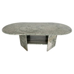 Retro Italian Mid-Century Modern Green Marble Oval Coffee Table