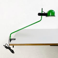 Italian Mid-Century Modern Green Metal Clamp-On Table Lamp, 1980s