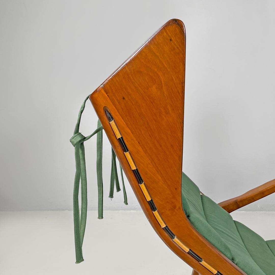 Italian mid-century modern green rocking chair 572 Studio Tecnico Cassina, 1950s For Sale 4