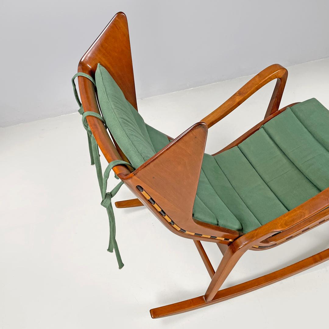 Italian mid-century modern green rocking chair 572 Studio Tecnico Cassina, 1950s For Sale 7