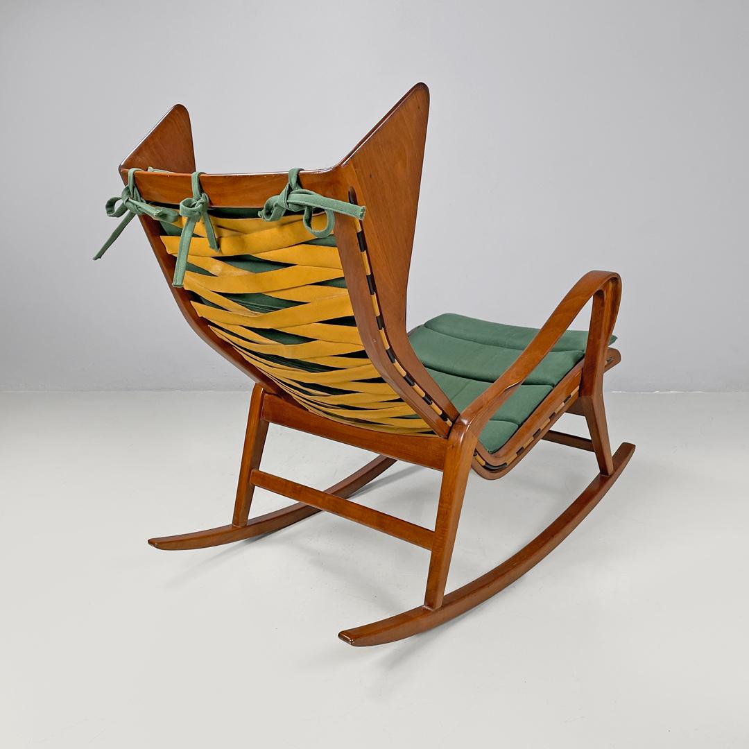 Mid-20th Century Italian mid-century modern green rocking chair 572 Studio Tecnico Cassina, 1950s For Sale
