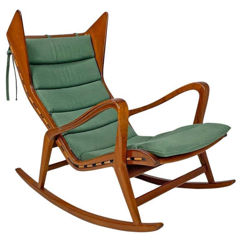 Italian mid-century modern green rocking chair 572 Studio Tecnico ...