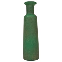 Italian Mid-Century Modern Green Scavo Glass Vase with Matte Finish, 1960s