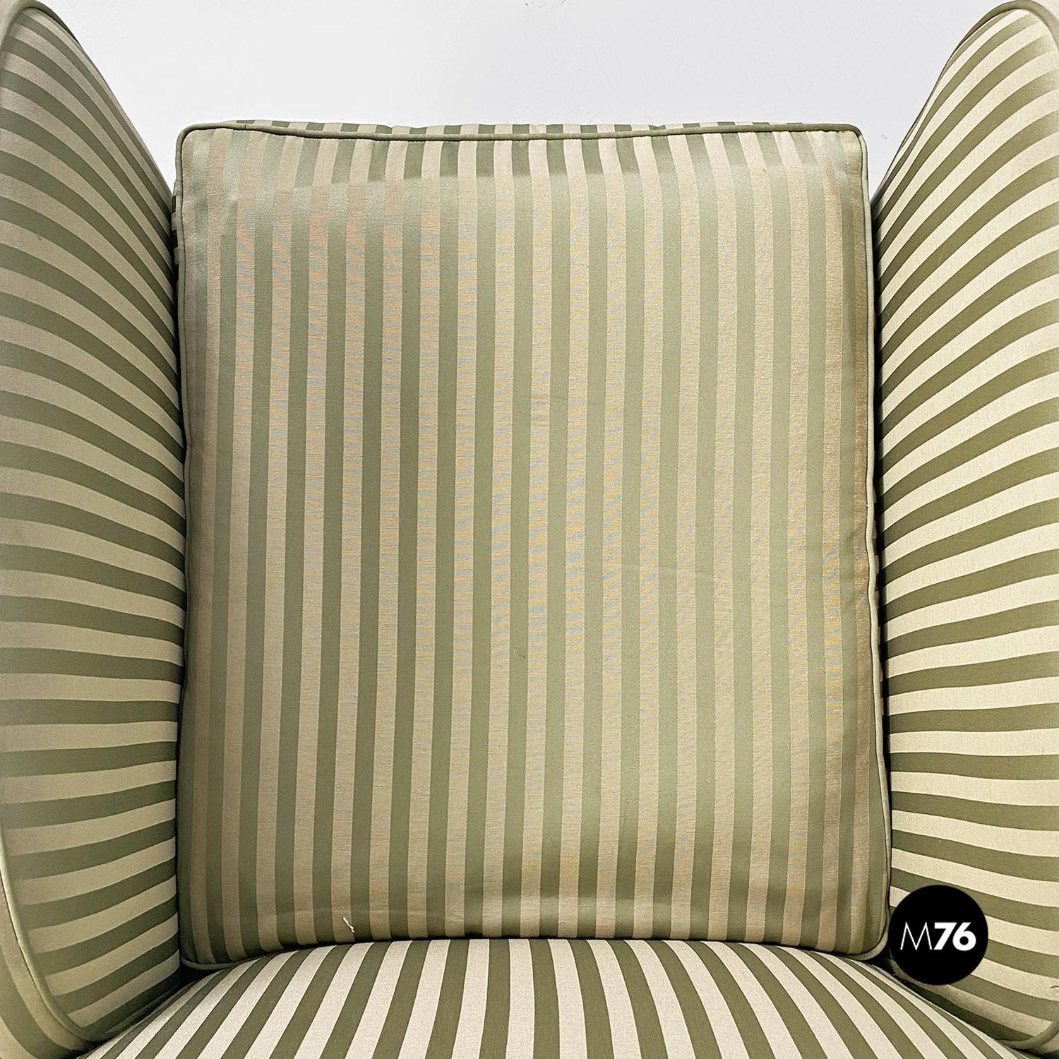 Italian mid century modern green silk bergère armchair with wooden legs, 1950s 9