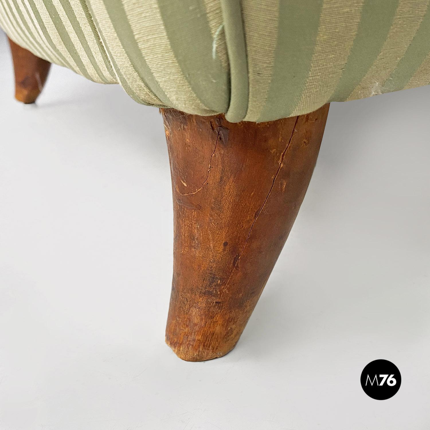 Italian mid century modern green silk bergère armchair with wooden legs, 1950s 10