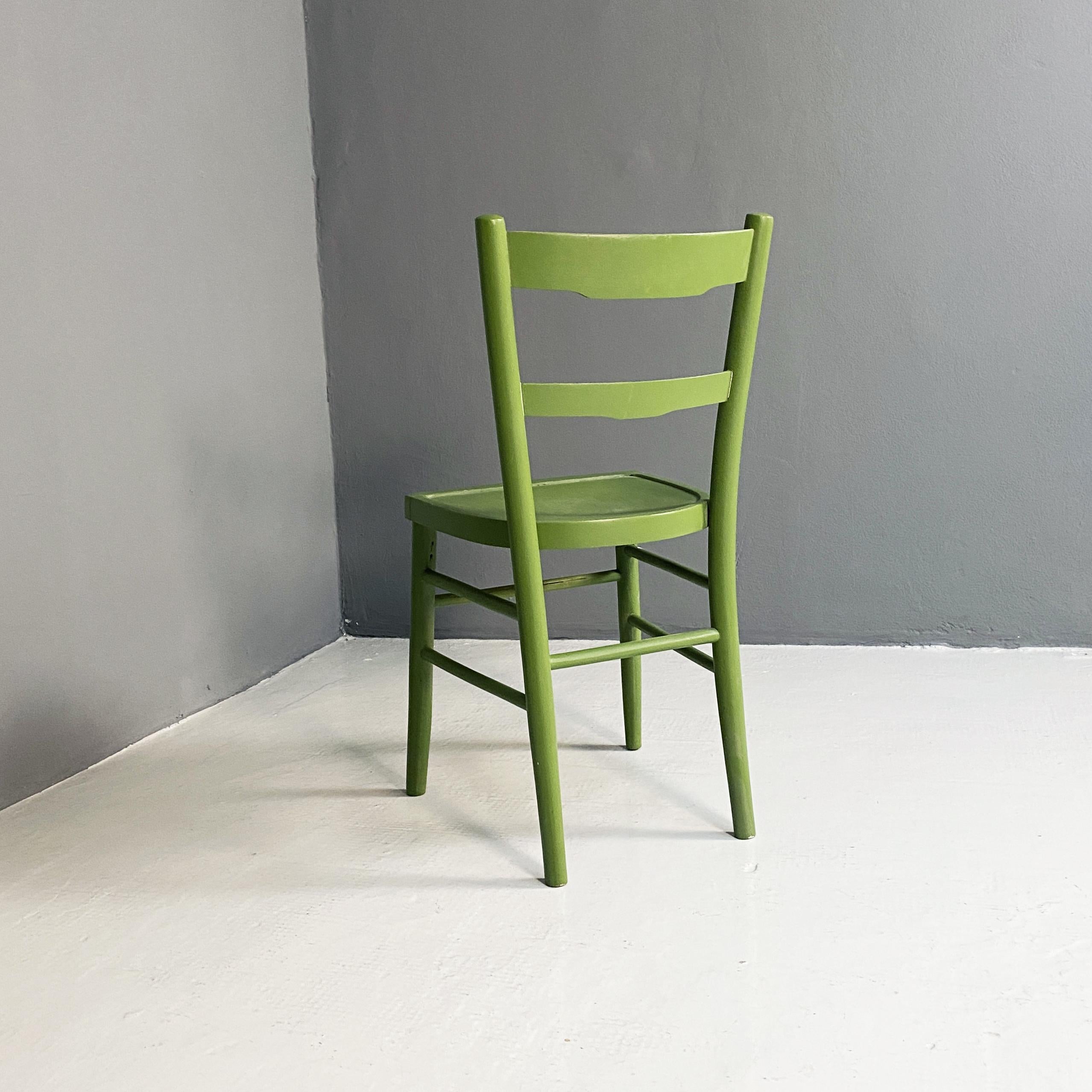 Italian Mid-Century Modern Green Wood Chair Old Milano Model, 1940s In Good Condition In MIlano, IT