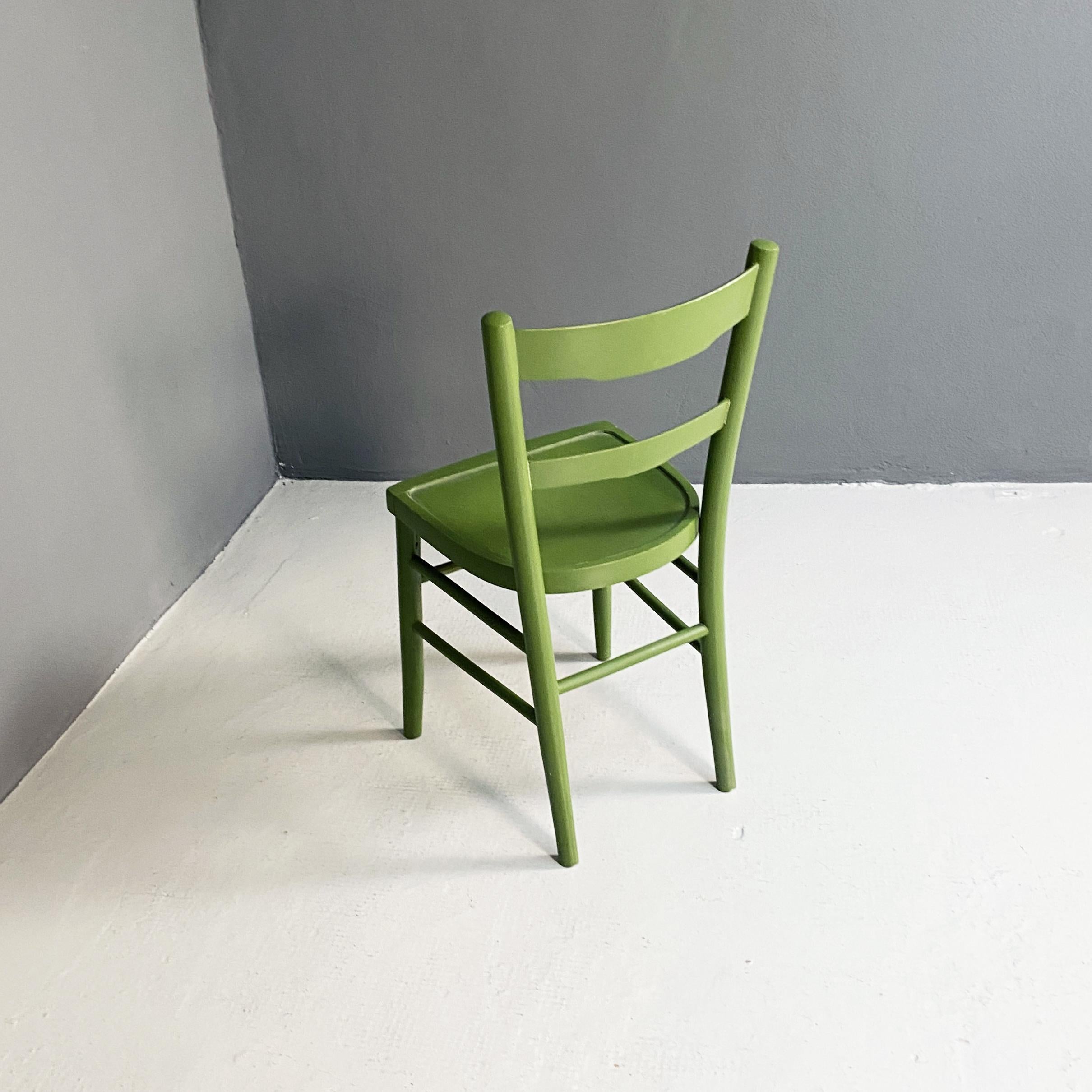 Mid-20th Century Italian Mid-Century Modern Green Wood Chair Old Milano Model, 1940s