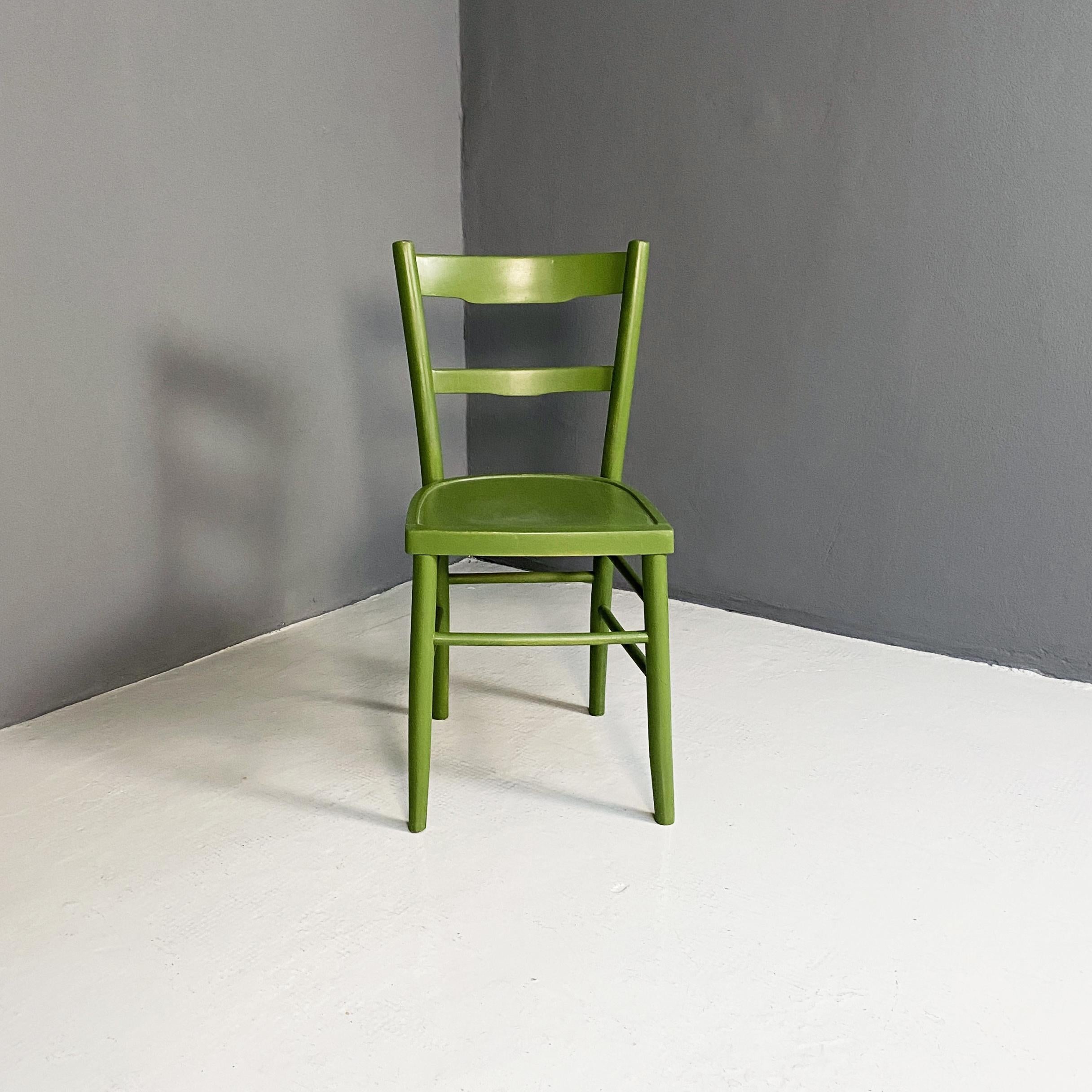 Italian Mid-Century Modern Green Wood Chair Old Milano Model, 1940s 2