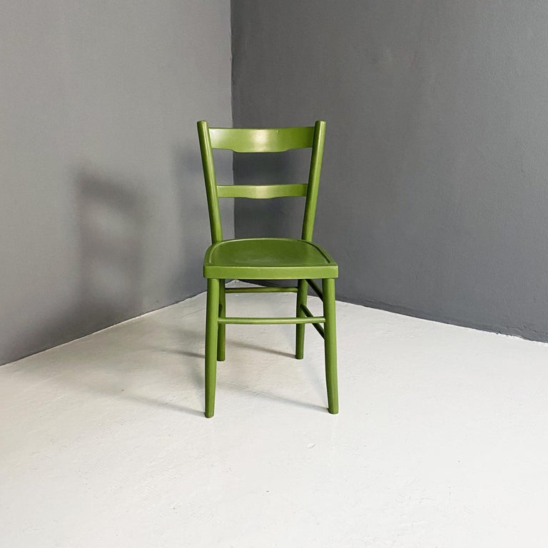 Italian Mid-Century Modern Green Wood Chair Old Milano Model, 1940s For ...