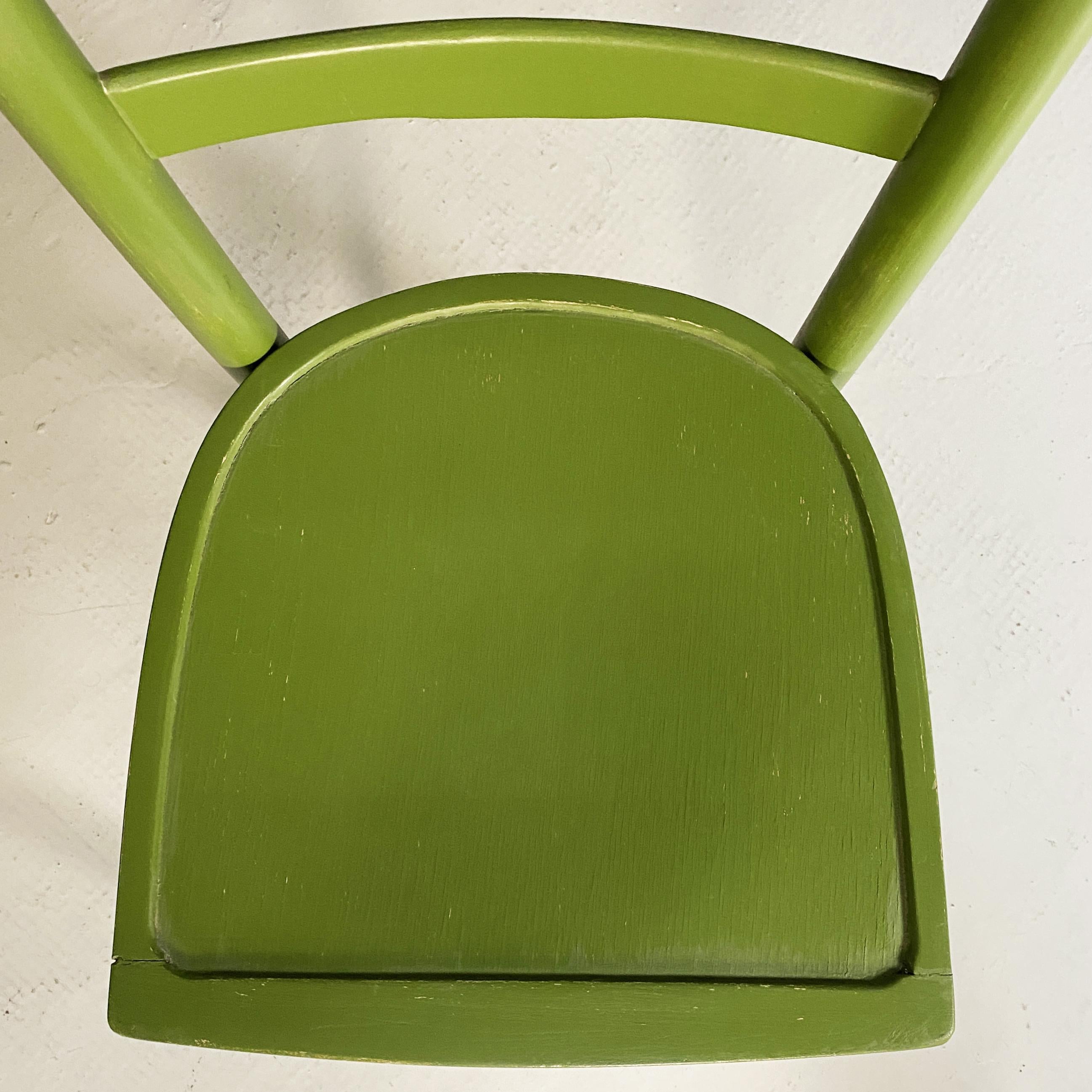 Italian Mid-Century Modern Green Wood Chair Old Milano Model, 1940s 3