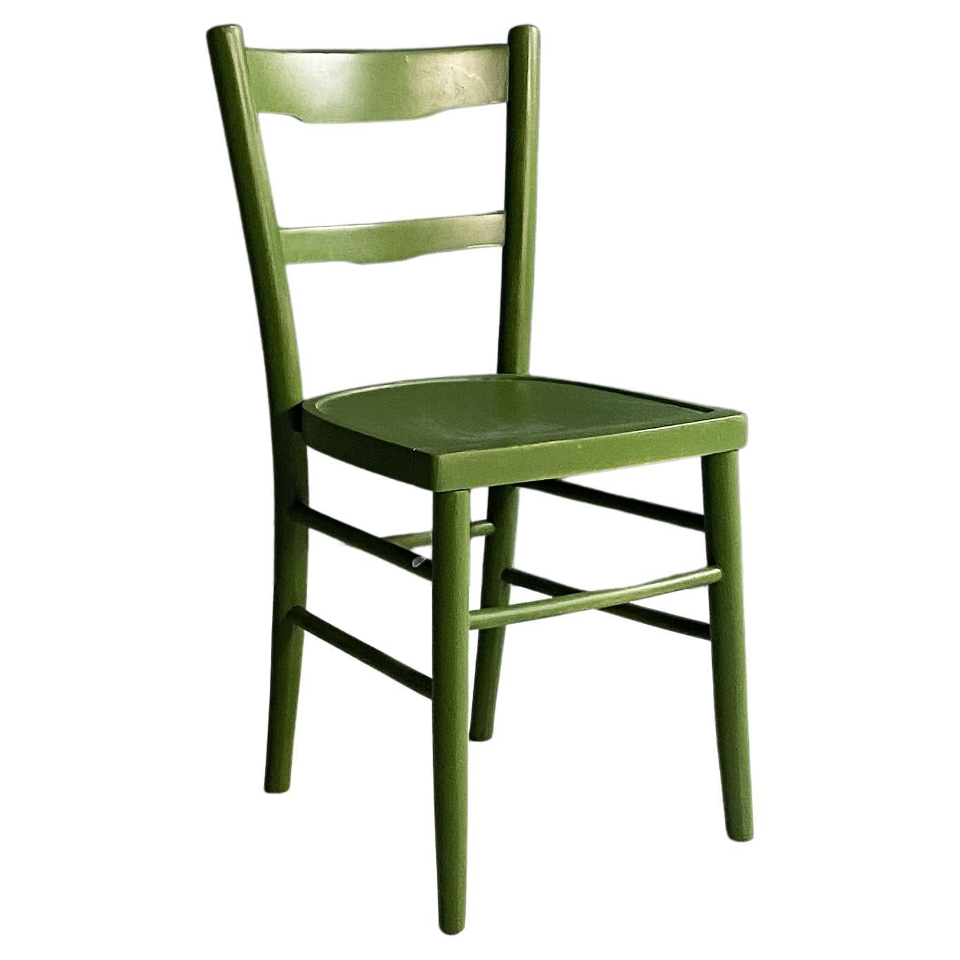Italian Mid-Century Modern Green Wood Chair Old Milano Model, 1940s