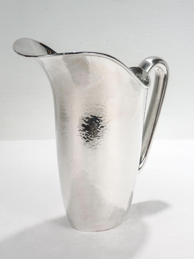 Italian Mid-Century Modern Hand-Hammered. 800 Silver Water or Cocktail Pitcher 8