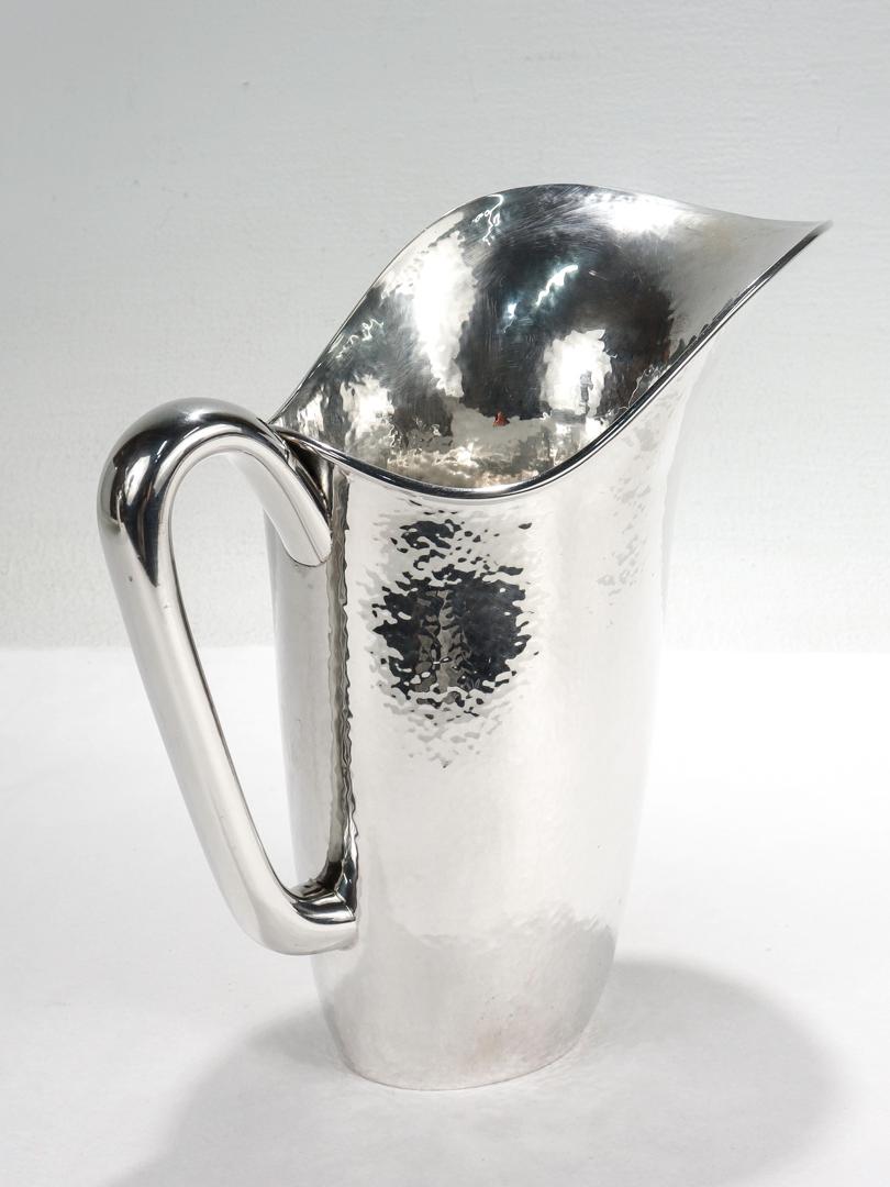 Italian Mid-Century Modern Hand-Hammered. 800 Silver Water or Cocktail Pitcher 3
