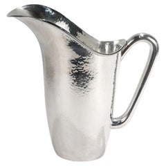 Italian Mid-Century Modern Hand Hammered .800 Silver Water or Cocktail Pitcher