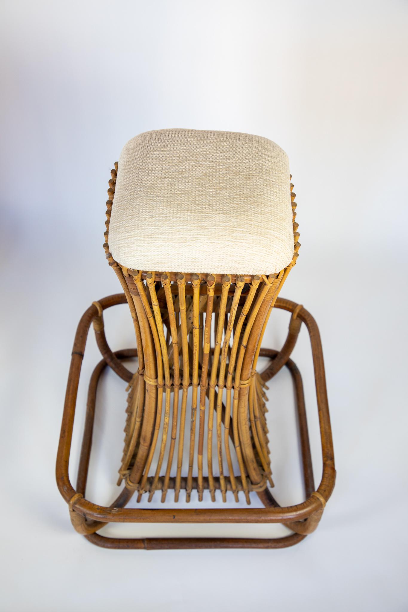Handcrafted Rattan Outdoor Bar Stools by Tito Agnoli, Italy 1960s In Good Condition For Sale In Vienna, AT