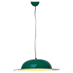 Vintage Italian Mid-Century Modern Hat-Shaped Green Metal Chandelier, 1970s