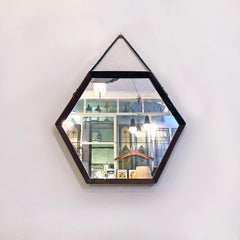 Italian Mid-Century Modern Hexagonal Mirror with Teak Frame, 1960s