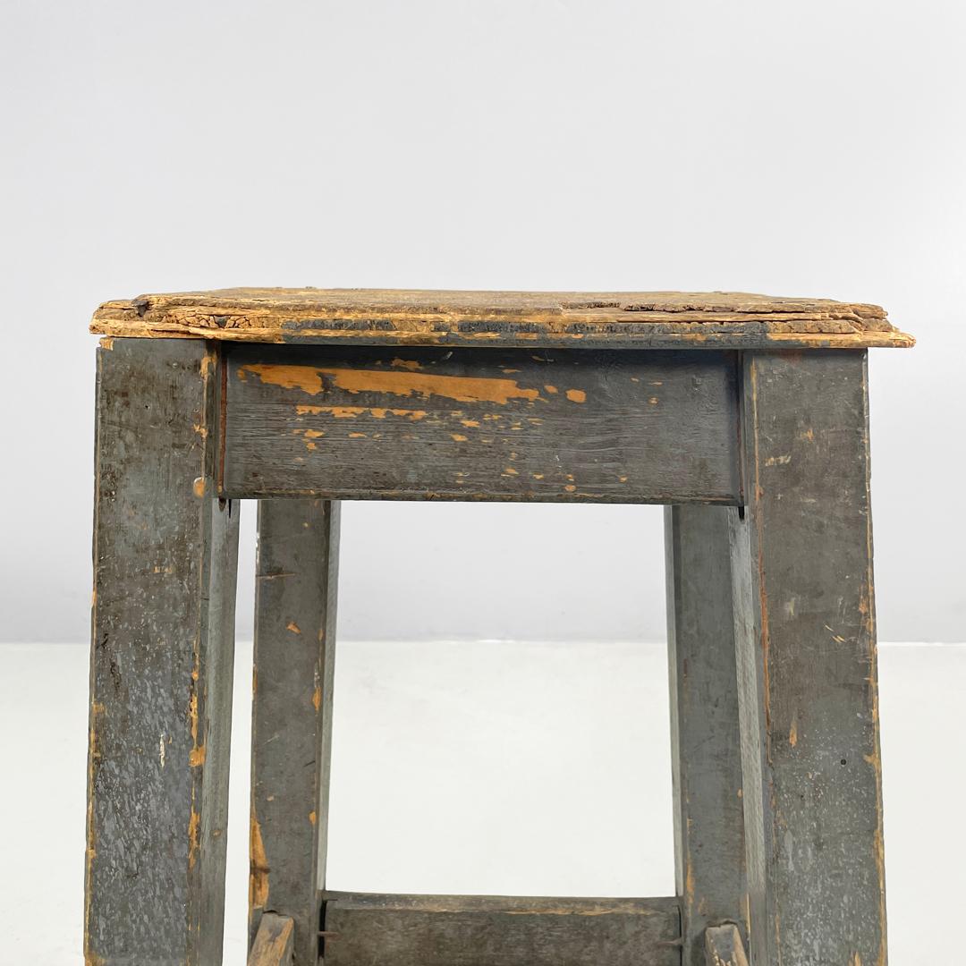 Italian mid-century modern industrial gray painted wooden stool, 1950s For Sale 5