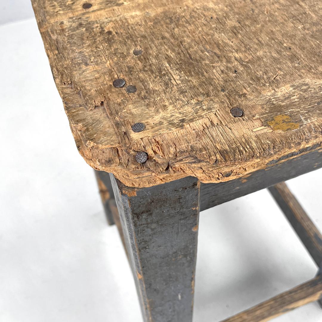 Italian mid-century modern industrial gray painted wooden stool, 1950s For Sale 11