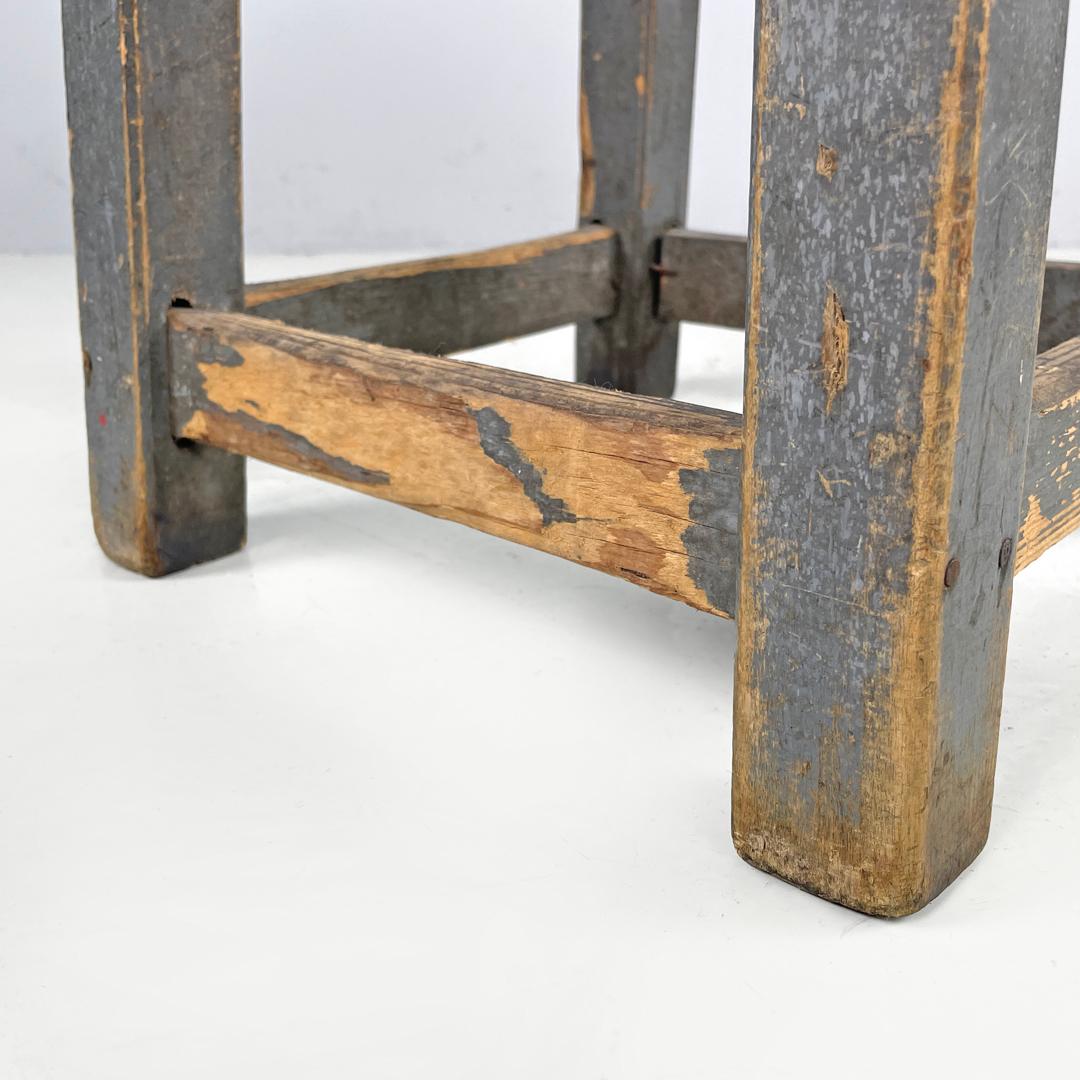 Italian mid-century modern industrial gray painted wooden stool, 1950s For Sale 14