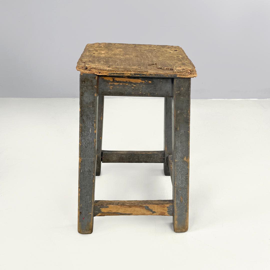 Mid-20th Century Italian mid-century modern industrial gray painted wooden stool, 1950s For Sale