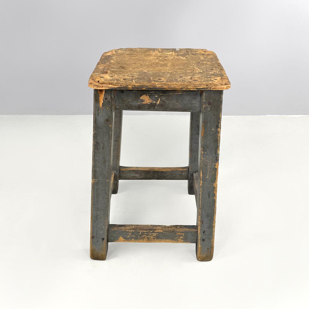 Italian mid-century modern industrial gray painted wooden stool, 1950s For Sale 1
