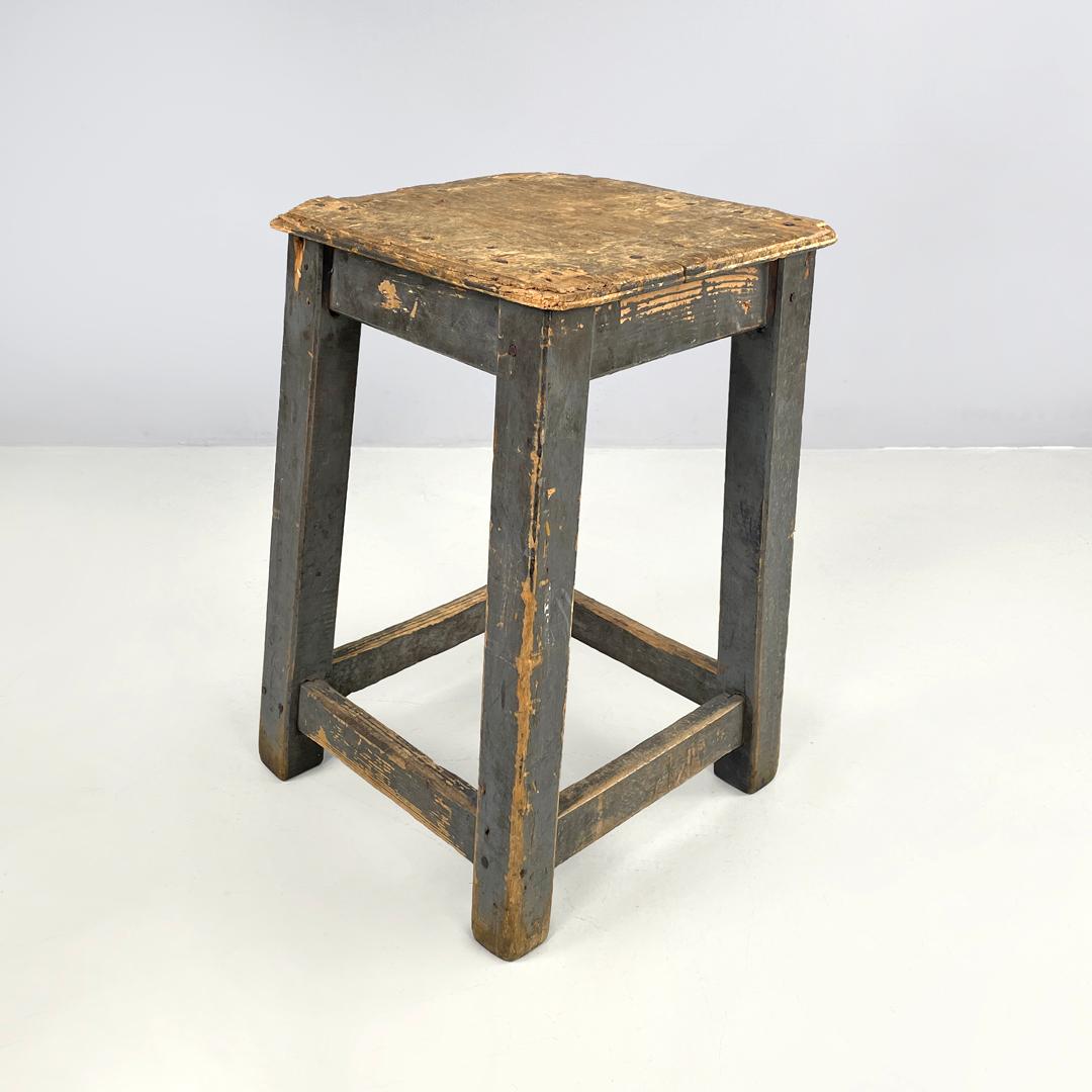 Italian mid-century modern industrial gray painted wooden stool, 1950s For Sale 2