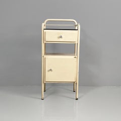 Italian mid-century modern iron and glass bedside table, 1940s