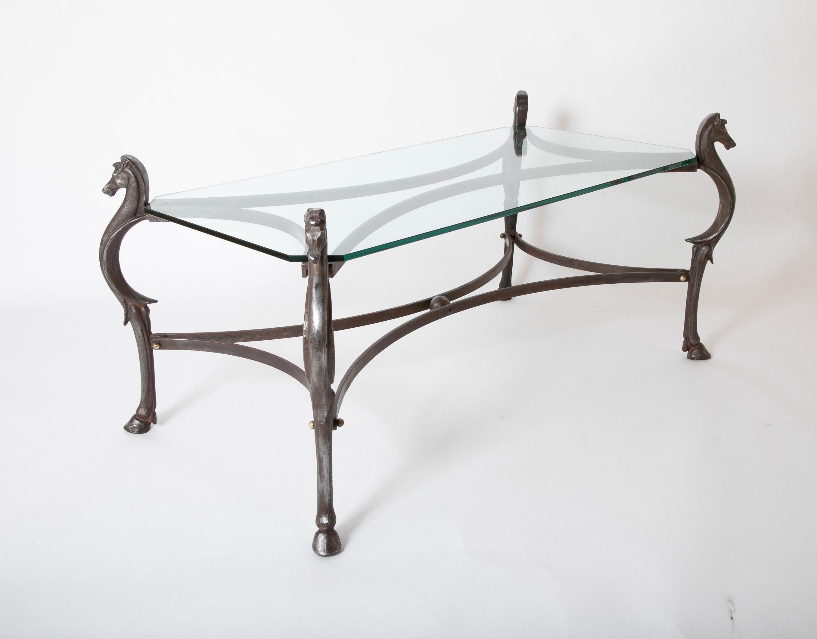 vintage wrought iron coffee table with glass top