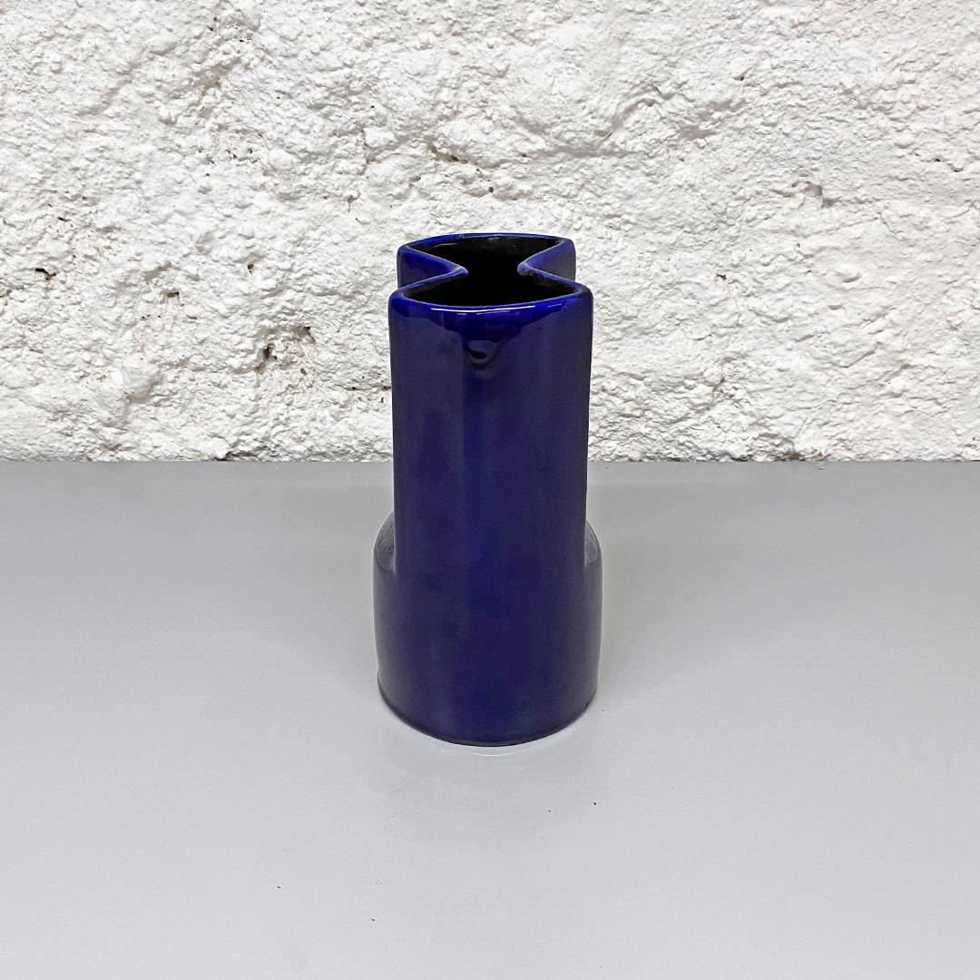 Italian Mid-Century Modern irregular shaped blue glazed ceramic vase, 1960s
Irregular shaped blue glazed ceramic vase
Fantastic object of the 1970 period with an incredible and attractive design, perfect for a bookcase or for a chest of