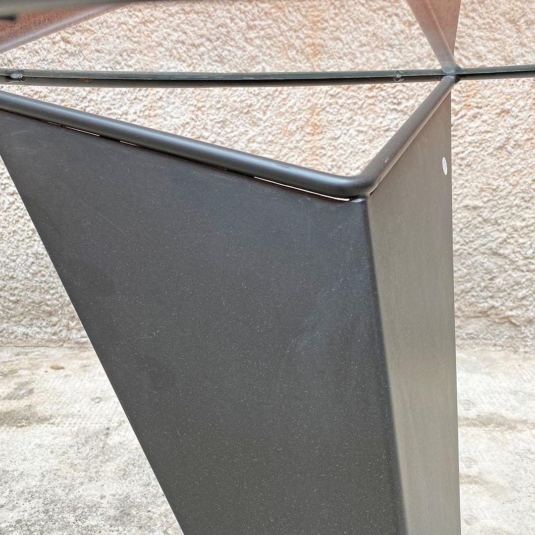 Metal Italian Mid-Century Modern Irregular Shaped Coffee Table and Round Top, 1980s