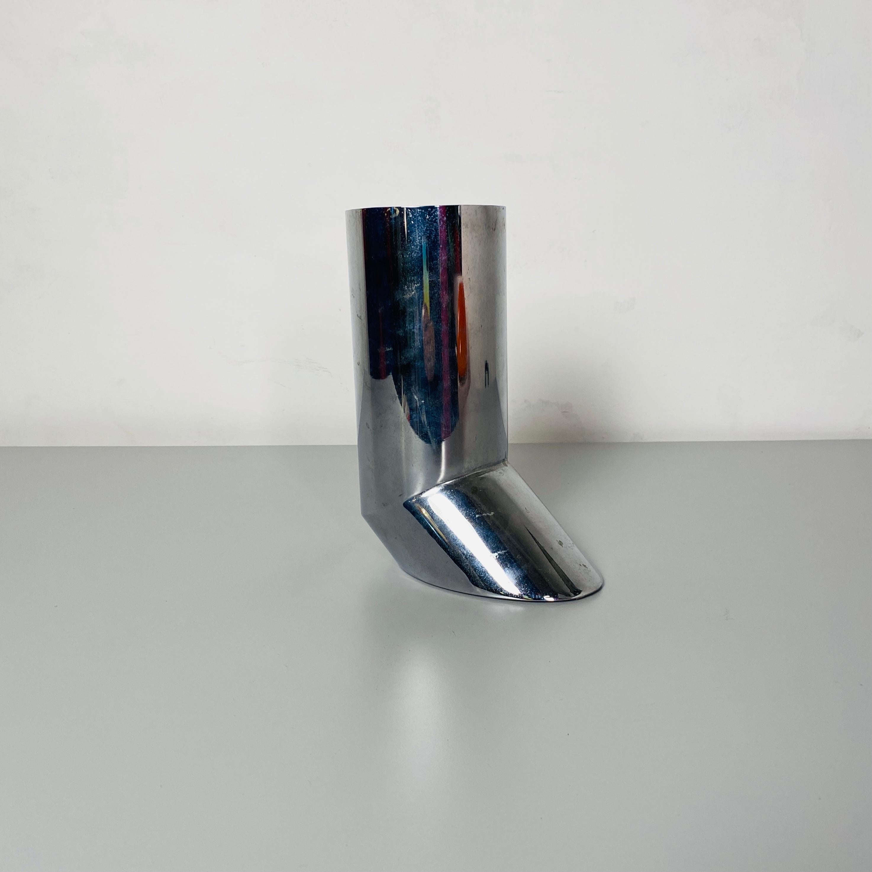 Metal Italian Mid-Century Modern Irregular Shaped Steel Vase, 1970s