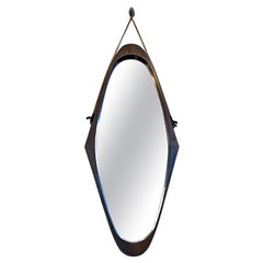 Italian Mid-Century Modern Irregularly Shaped Teak Structure Mirror, 1960s
