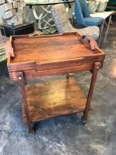 Italian Mid-Century Modern Kingwood Trolley with Leather Handles