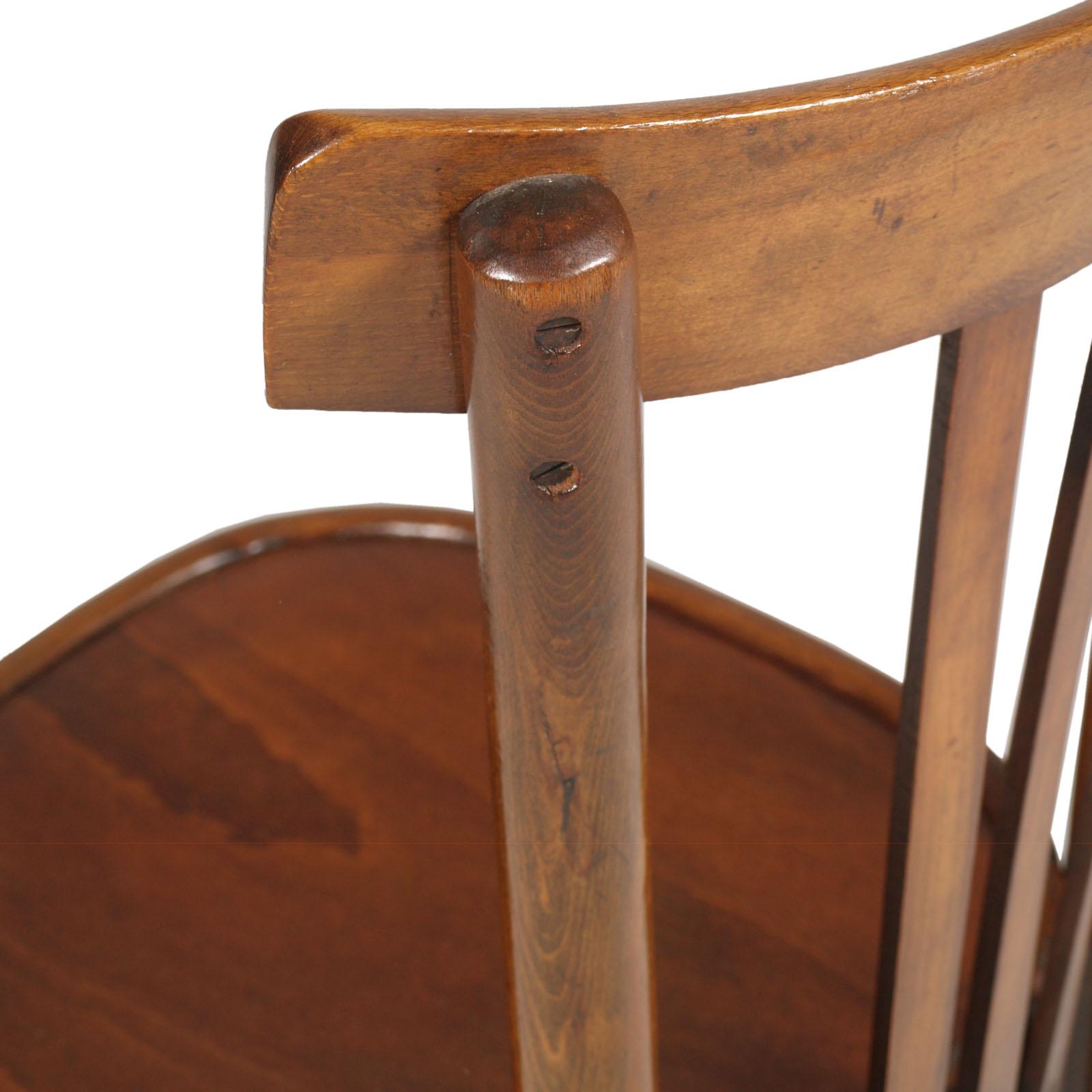 Italian Mid-Century Modern Kitchen Chair in Walnut Restored and Wax Polished 1