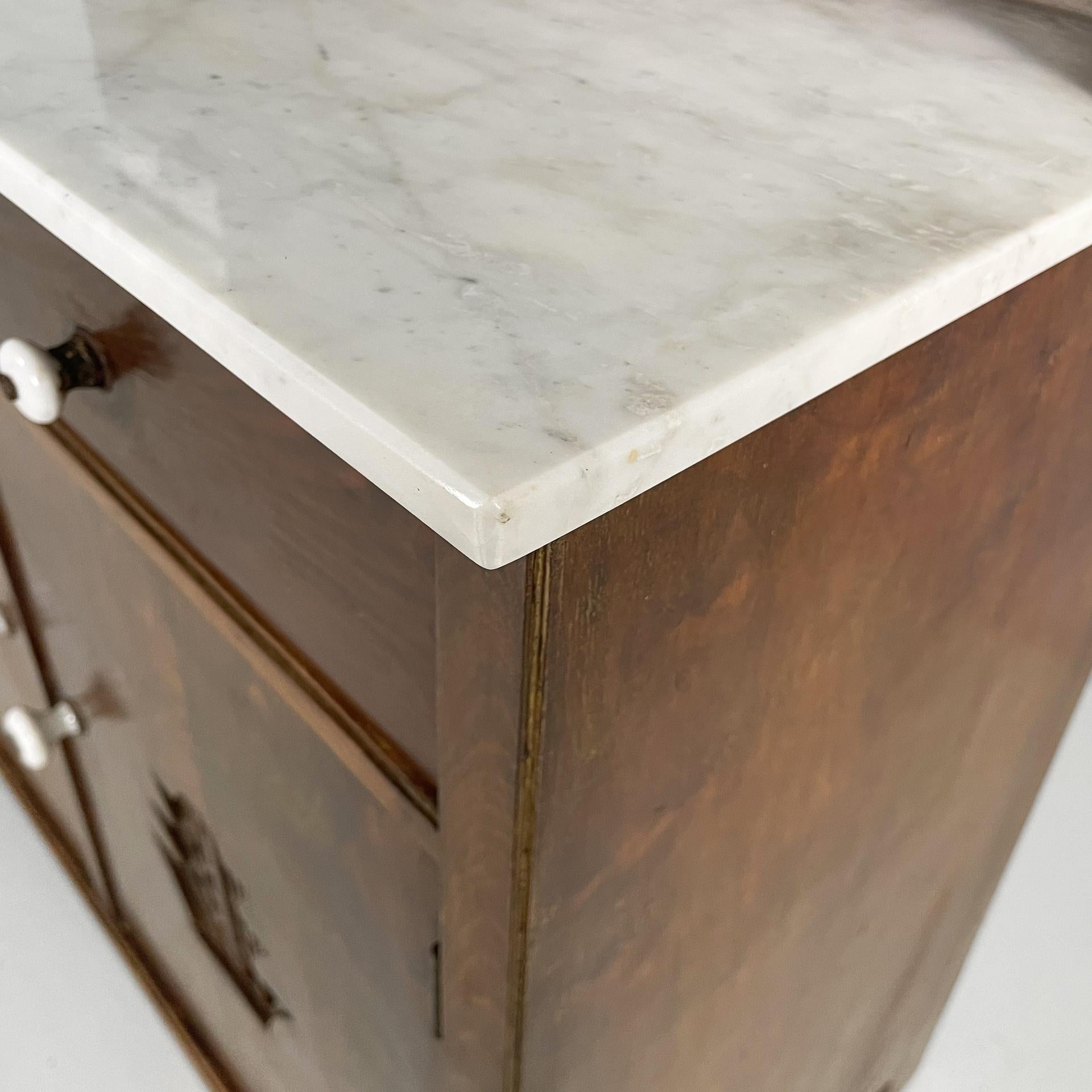 Credenza da cucina italiana di metà secolo in legno, marmo e ceramica, anni '30 in vendita 6