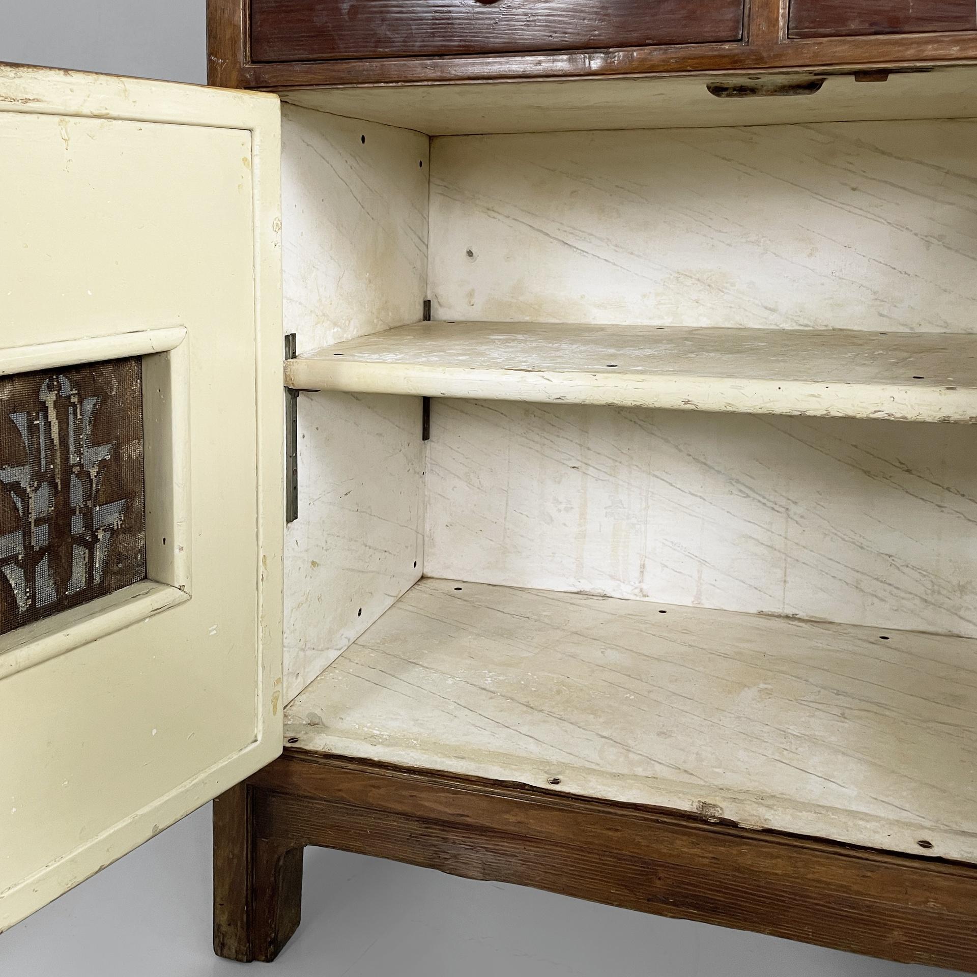 Credenza da cucina italiana di metà secolo in legno, marmo e ceramica, anni '30 in vendita 9