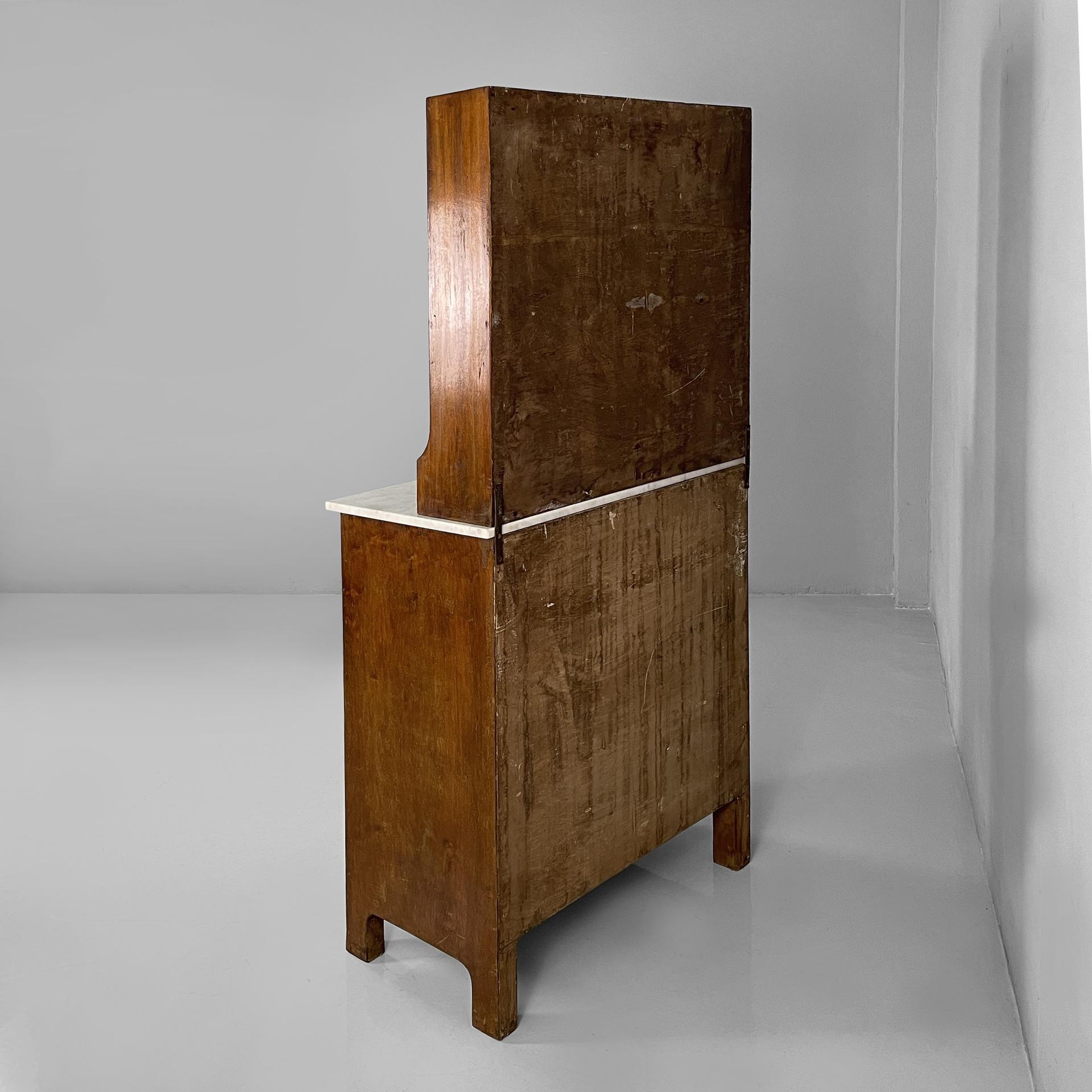 Credenza da cucina italiana di metà secolo in legno, marmo e ceramica, anni '30 in vendita 13