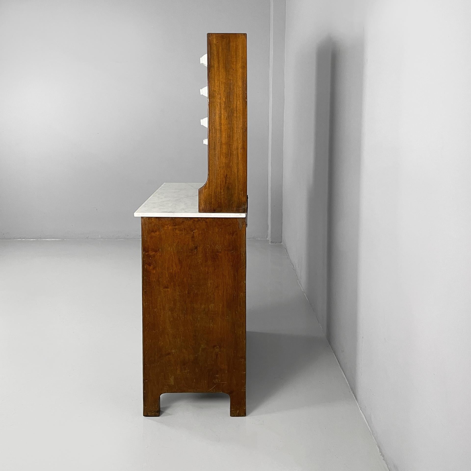 Mid-Century moderno Credenza da cucina italiana di metà secolo in legno, marmo e ceramica, anni '30 in vendita