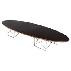 Italian Mid-Century Modern Laminate Black Elliptical Coffee Table, 1980s